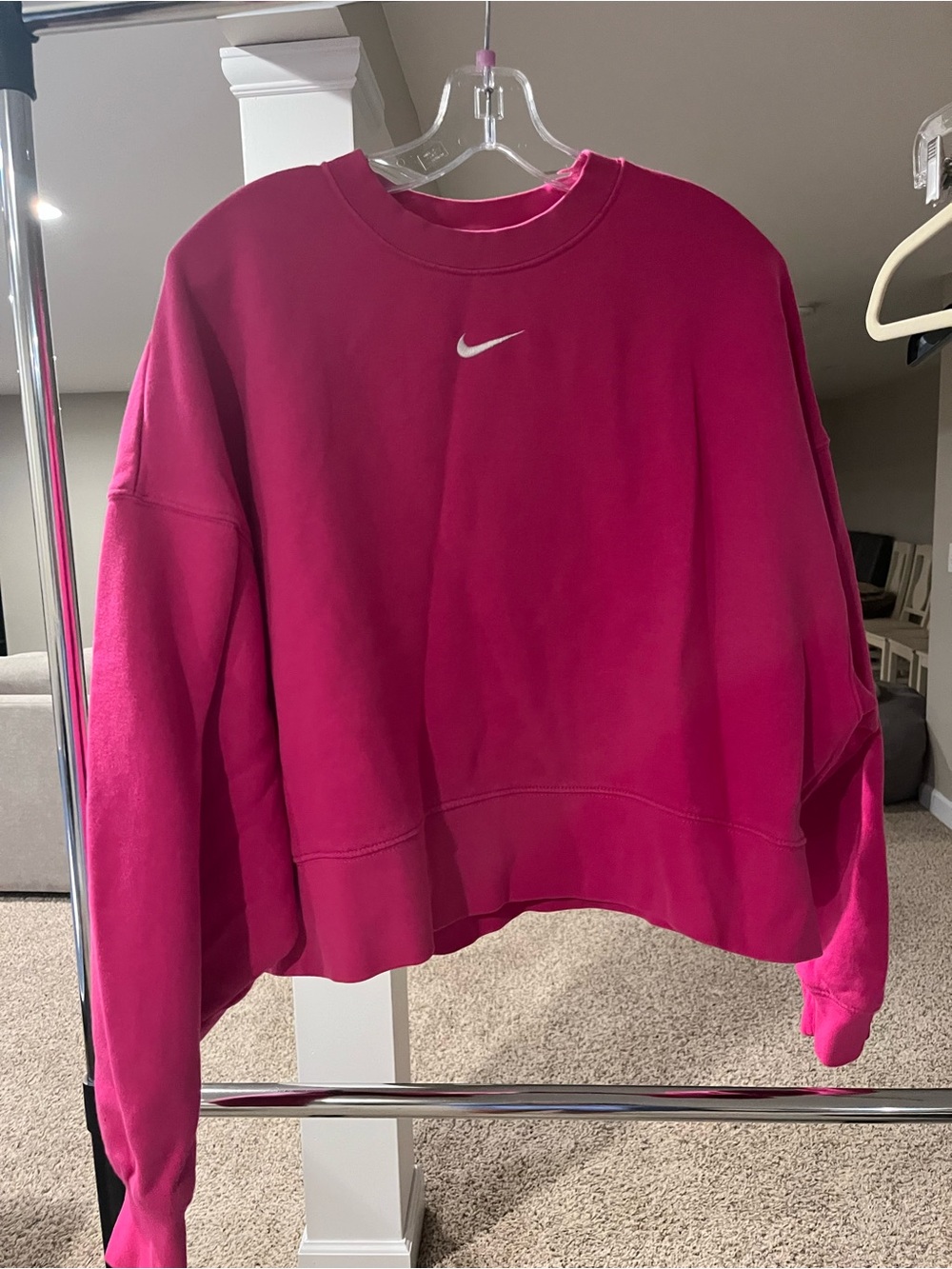 Nike Women's Hot Pink Cropped Crew Sweatshirt